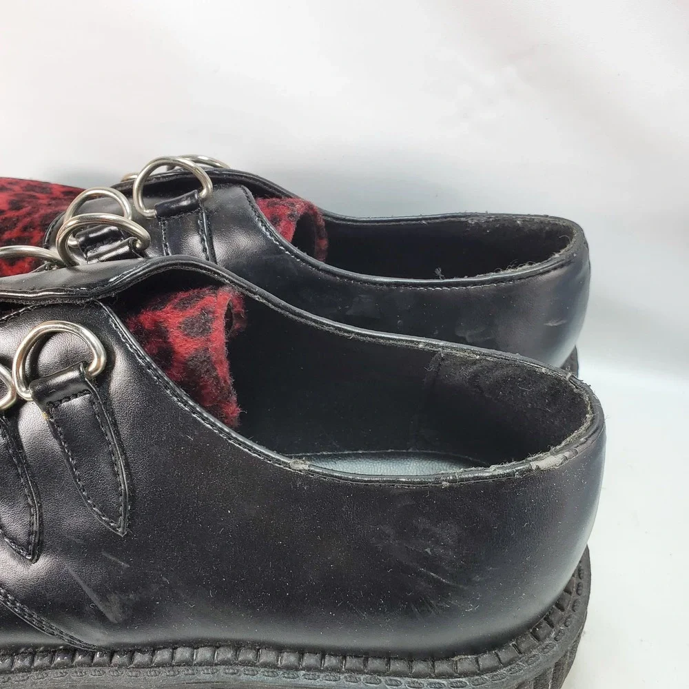 Morbid Threads Creeper Shoes Womens 10 Black Red Leopard Goth Platform NO LACES